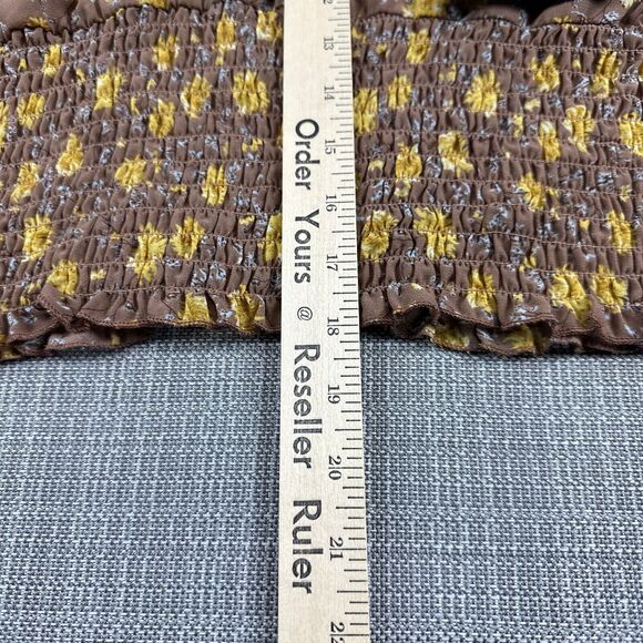 Boho Top Womens XXL Floral Hippie Ruched Balloon Sleeve V Neck Lightweight Shirt - Picture 7 of 9